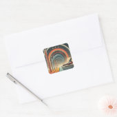 Mid Century Space Age Art Wormhole Port Vierkante Sticker (Envelop)