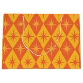 Mid Century Starbursts on Orange Retro Diamonds Groot Cadeauzakje (Voorkant)