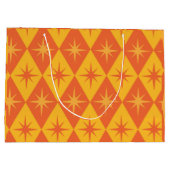 Mid Century Starbursts on Orange Retro Diamonds Groot Cadeauzakje (Achterkant)