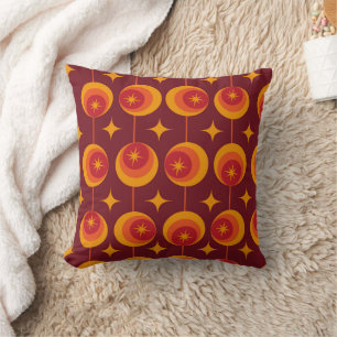 Mid Century Starbursts Patroon op Retro Cirkels Kussen
