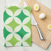 Mid Century Stars op Mint en Lime Green Circles Theedoek (Quarter Fold)