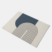 Mid Century stijl lijnkunst met donkerblauwe boog Deurmat (Schuin)