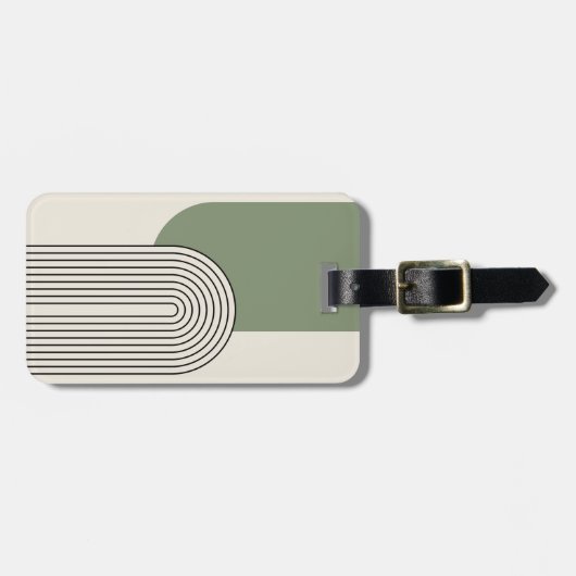 Mid Century stijl lijnkunst met groene boog Bagagelabel (Voorkant horizontaal)