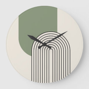 Mid Century stijl lijnkunst met groene boog Grote Klok