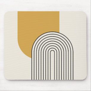 Mid Century stijl lijnkunst met mosterd kleur boog Muismat