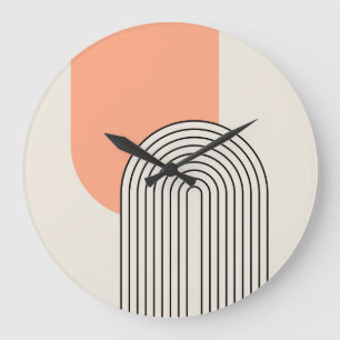 Mid Century stijl lijnkunst met roze boog Grote Klok