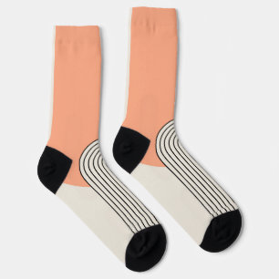 Mid Century stijl lijnkunst met roze boog Sokken