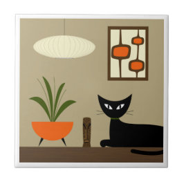 Mid Century Tafelblad Kat met Mod Pods Tegeltje