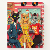 Mid Century Teenage Cats in een Diner Journal Notitieboek (Achterkant)