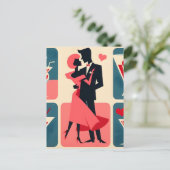 Mid Century Valentijn Dancing Paar Briefkaart (Staand voorkant)