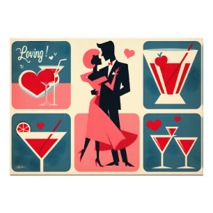 Mid Century Valentijn Dancing Paar Foto Afdruk