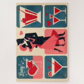 Mid Century Valentijn Dancing Paar Legpuzzel (Verticaal)