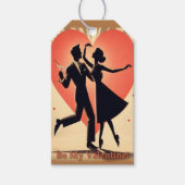 Mid Century Valentijn Dancing Paar met Martini Cadeaulabel (Voorkant)