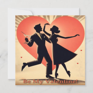 Mid Century Valentijn Dancing Paar met Martini Kaart