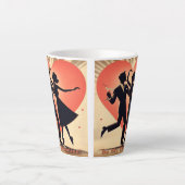 Mid Century Valentijn Dancing Paar met Martini Latte Mok (Voorkant)