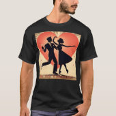 Mid Century Valentijn Dancing Paar met Martini T-shirt (Voorkant)