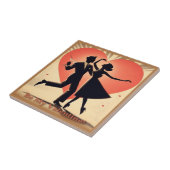 Mid Century Valentijn Dancing Paar met Martini Tegeltje (Zijkant)