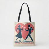 Mid Century Valentijn Hip Martini Dancing Paar Draagtas (Voorkant)