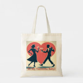 Mid Century Valentijn Hip Martini Dancing Paar Tote Bag (Achterkant)