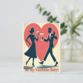 Mid Century Valentijn Modern Hip Dancing Paar Briefkaart (Staand voorkant)