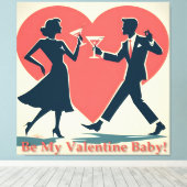 Mid Century Valentijn Modern Hip Dancing Paar Canvas Afdruk (Insitu (Houten vloer))