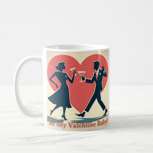 Mid Century Valentijn Modern Hip Dancing Paar Koffiemok (Links)