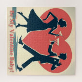 Mid Century Valentijn Modern Hip Dancing Paar Legpuzzel (Horizontaal)