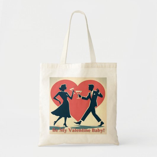 Mid Century Valentijn Modern Hip Dancing Paar Tote Bag (Voorkant)