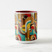 Mid-century vibes | Geel en bruin design Mok (Midden)