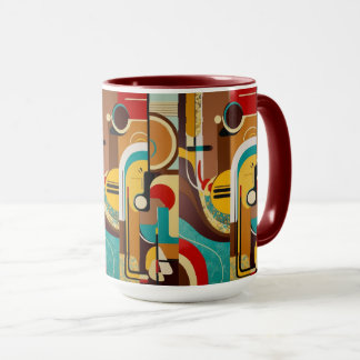 Mid-century vibes | Geel en bruin design Mok