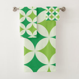 Mid-Century White et Green Starbursauts sur cercle