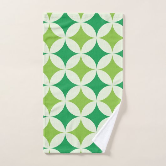 Mid-Century White et Green Starbursauts sur cercle (Serviette à main)