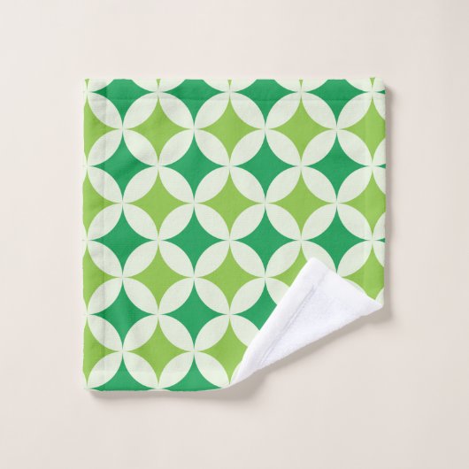 Mid-Century White et Green Starbursauts sur cercle (Gant de toilette)