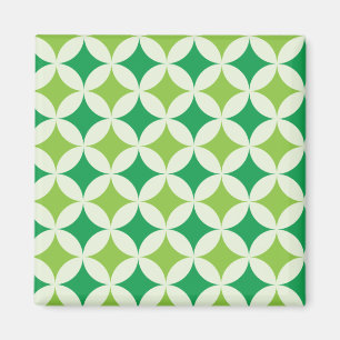 Mid Century Witte en Groene Cirkels op Starbursts Magneet