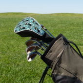 Mid Century zwart kattenpatroon Golfheadcover (Insitu)