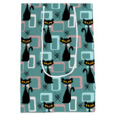 Mid Century zwart kattenpatroon Medium Cadeauzakje (Achterkant)