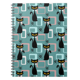 Mid Century zwart kattenpatroon Notitieboek