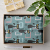 Mid Century zwart kattenpatroon Tissuepapier (Geschenk)