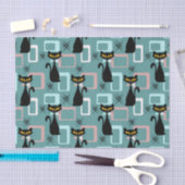 Mid Century zwart kattenpatroon Tissuepapier (Craft)