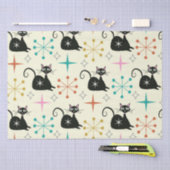 Mid Century Zwarte Atoomkat met Starbursts Tissuepapier (Craft)
