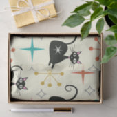 Mid Century Zwarte Atoomkat met Starbursts Tissuepapier (Geschenk)