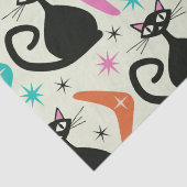 Mid Century Zwarte Atoomkatten met Boomerangs Tissuepapier (Detail)