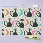 Mid Century Zwarte Atoomkatten met Boomerangs Tissuepapier (Craft)