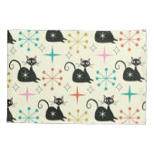 Mid Century Zwarte Atoomkatten met Retro Starburst Kussensloop (Achterkant)