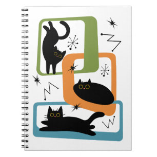 Mid Century zwarte katten Notitieboek