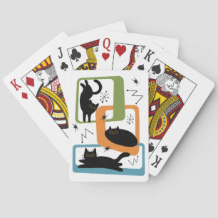 Mid Century zwarte katten Pokerkaarten