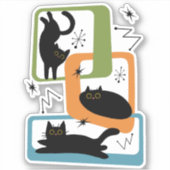 Mid Century zwarte katten Sticker (Voorkant)