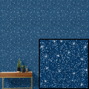 Mid Donkerblauw met Sparkle Stars Behang