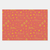 Mid eeuw mod vrouwen retro kerst, roze, groen inpakpapier vel (Voorkant 3)