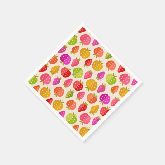 Mid-eeuwse appelen en aardbeien kleurrijk servet (Hoek)